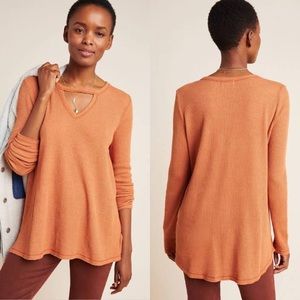 Anthro T.la Nadia Waffle Knit Top in Goldbrick